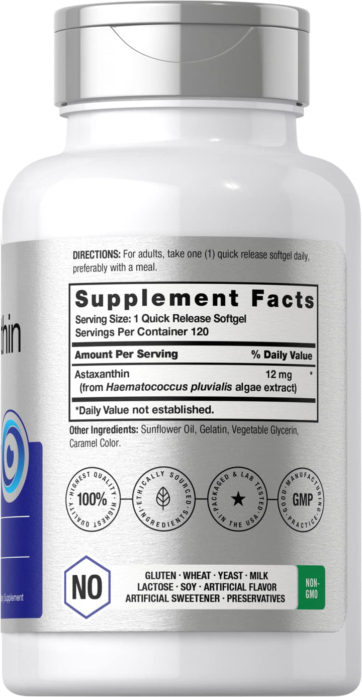 Horbäach Astaxanthin softgels quick-release capsules in bottle for easy dosing