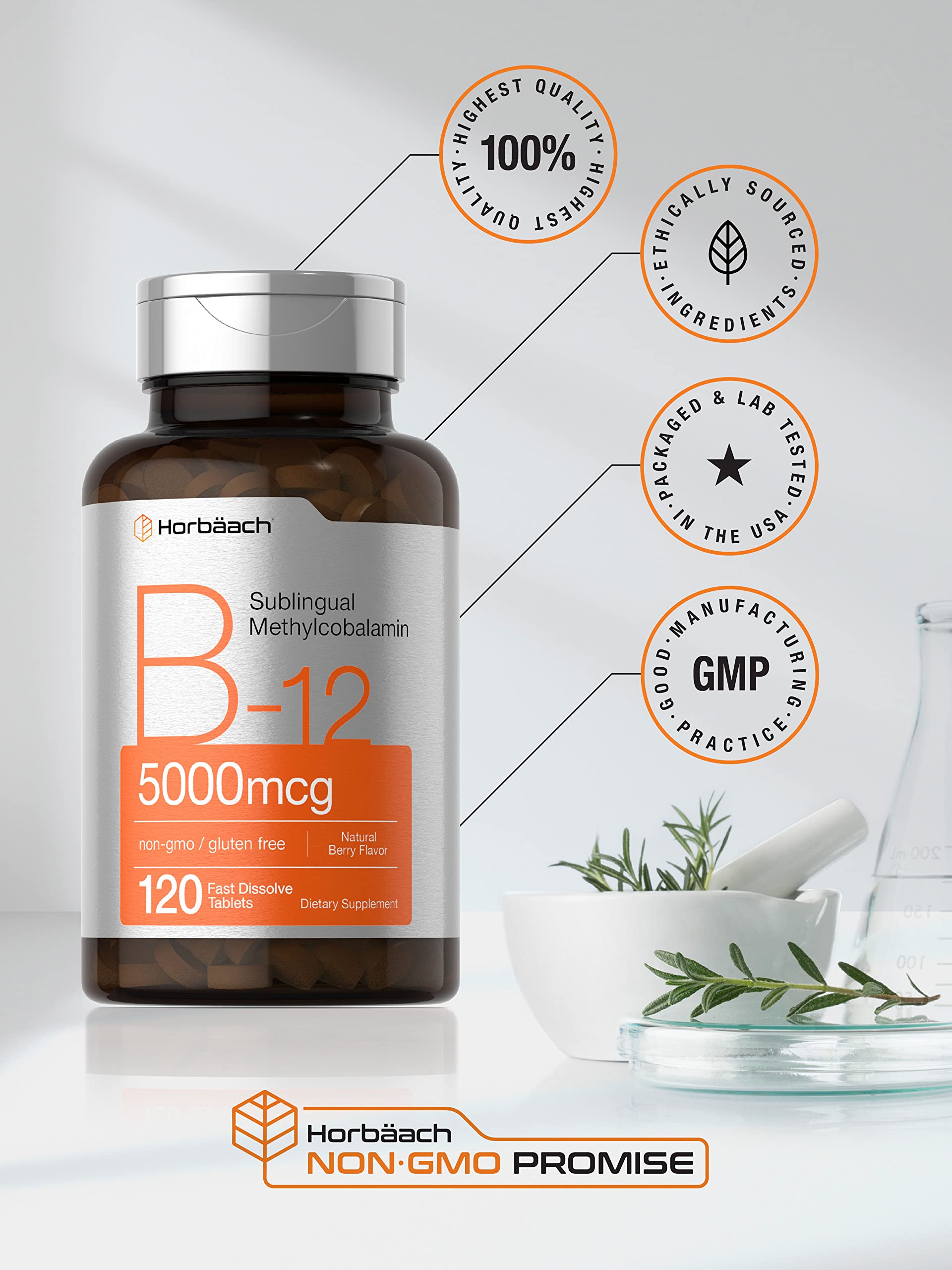 Horbäach B12 methylcobalamin label indicating active sublingual form