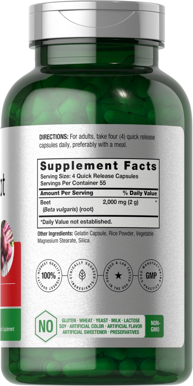Closeup of Horbäach beet root capsules showing quick-release design