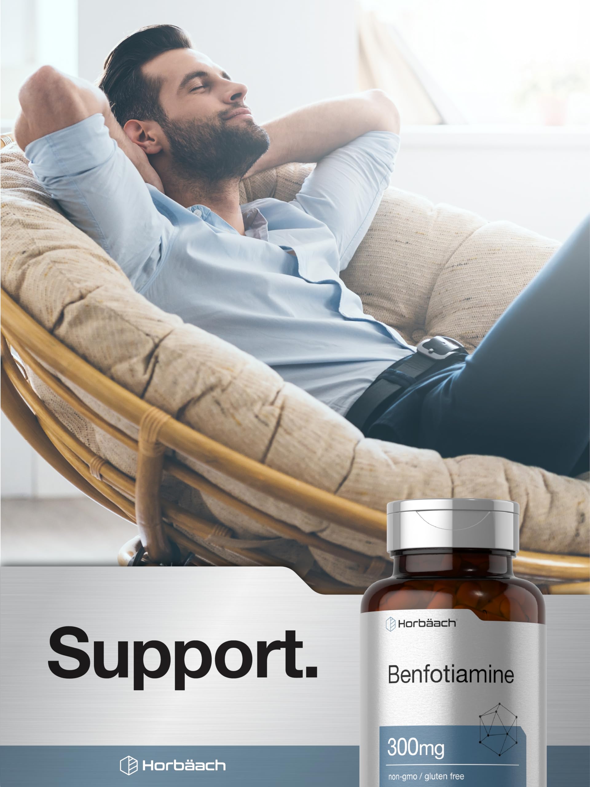 Modern Horbaach Benfotiamine packaging signals quality.