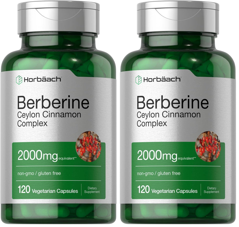 Horbaach Berberine with Cinnamon bottle front supports daily wellness.