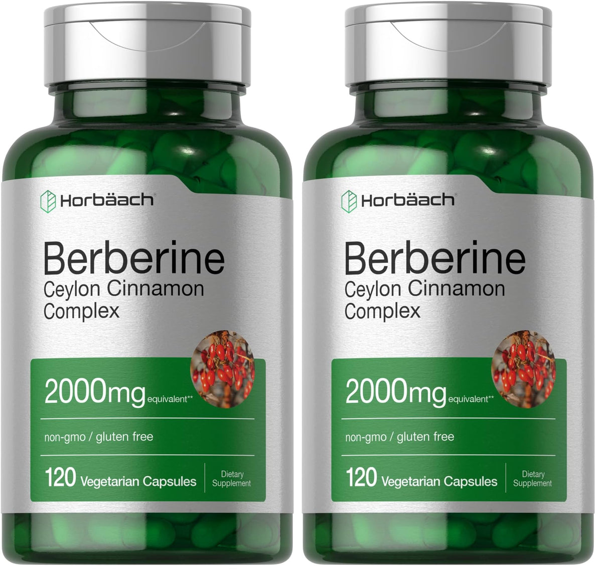 Horbaach Berberine with Cinnamon bottle front supports daily wellness.