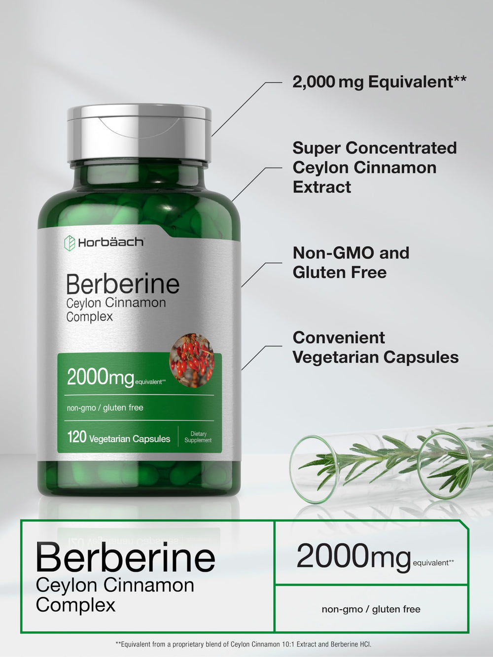 Horbäach Berberine Cinnamon bottle with packaging indicating complete wellness routine