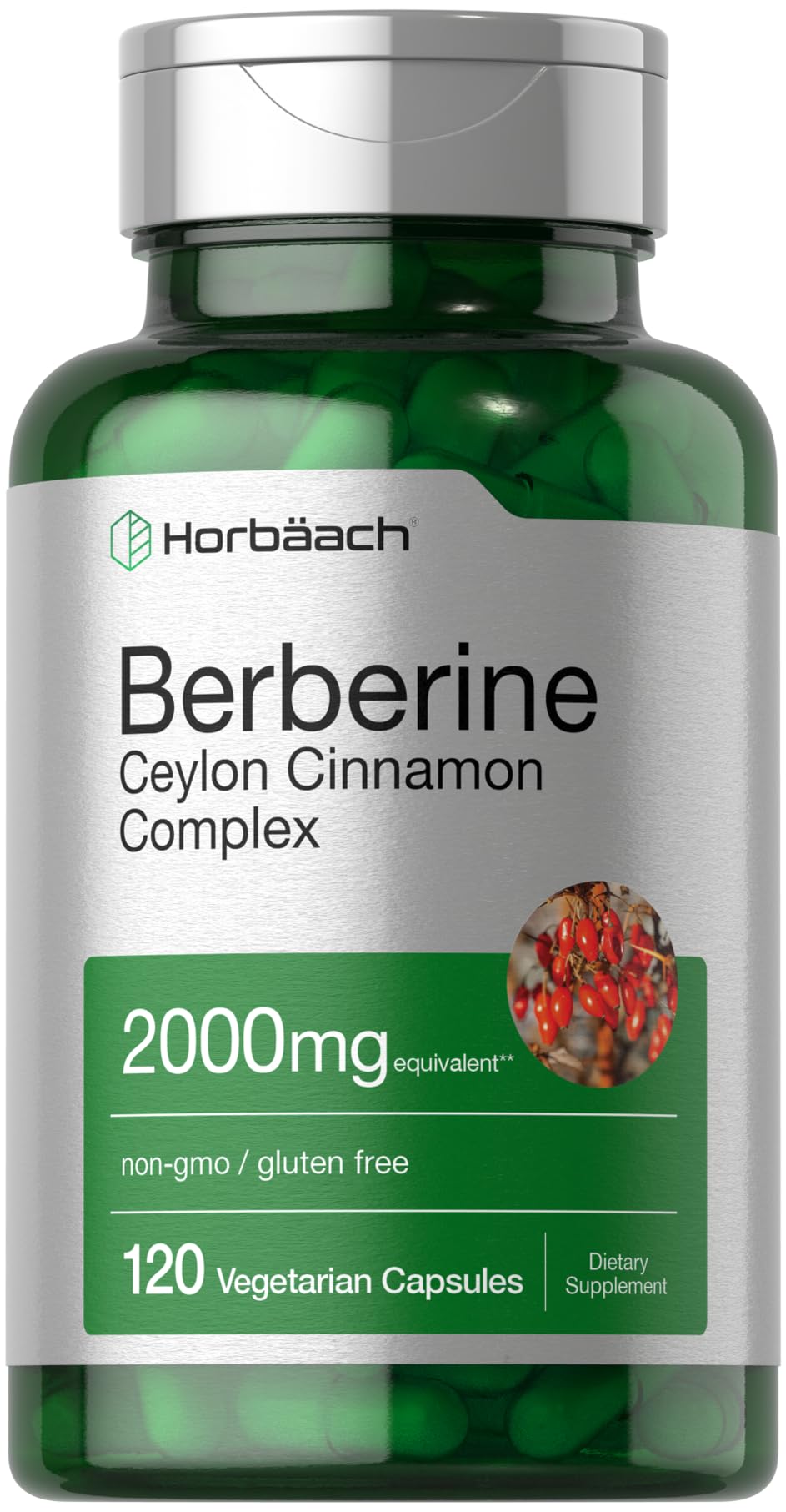 Horbäach Berberine with Ceylon Cinnamon bottle front view for daily wellness