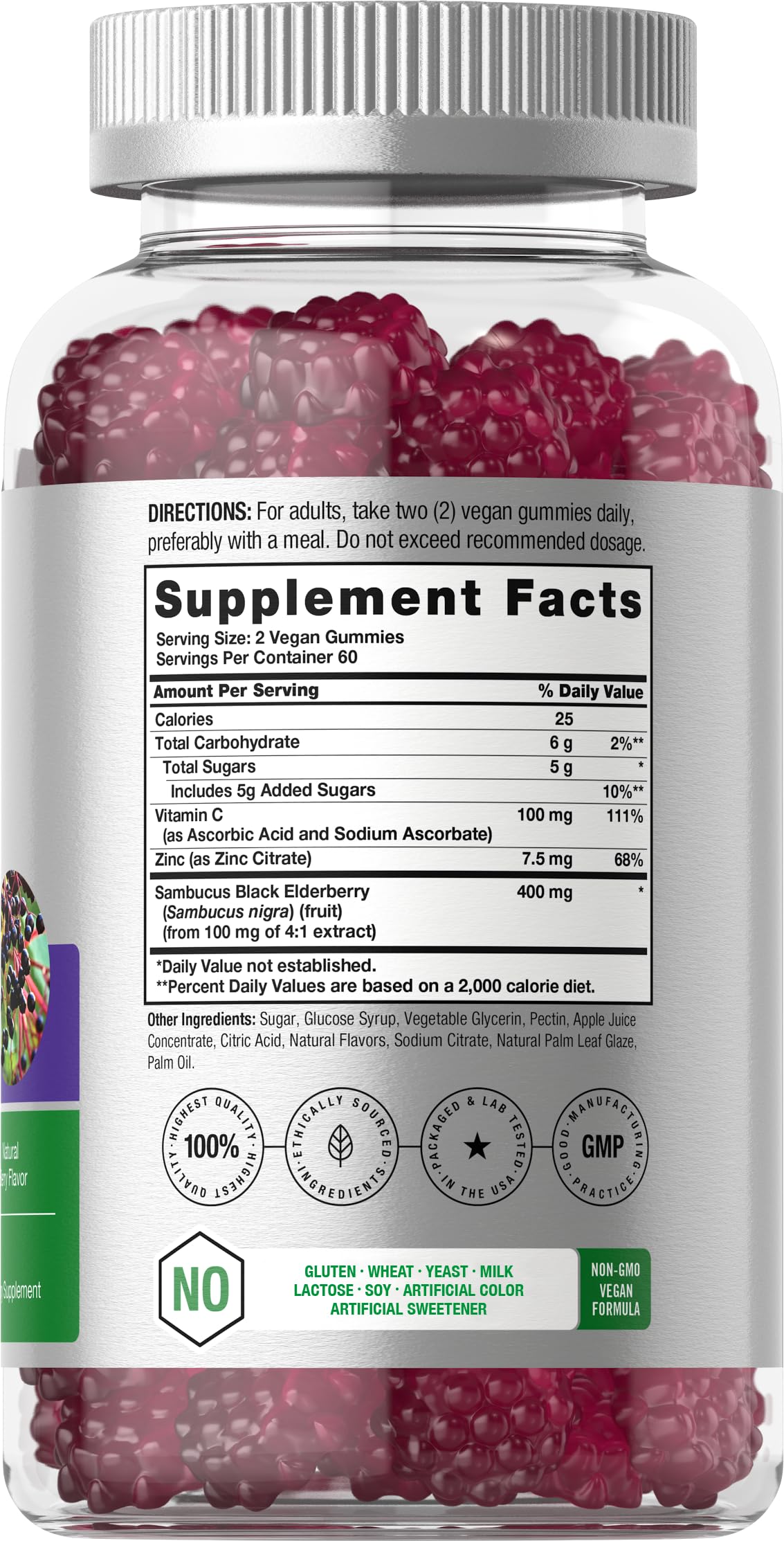 Close-up of Horbaach berry-flavored elderberry gummies.