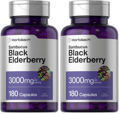 Horbäach Black Elderberry capsules bottle, convenient daily supplement option
