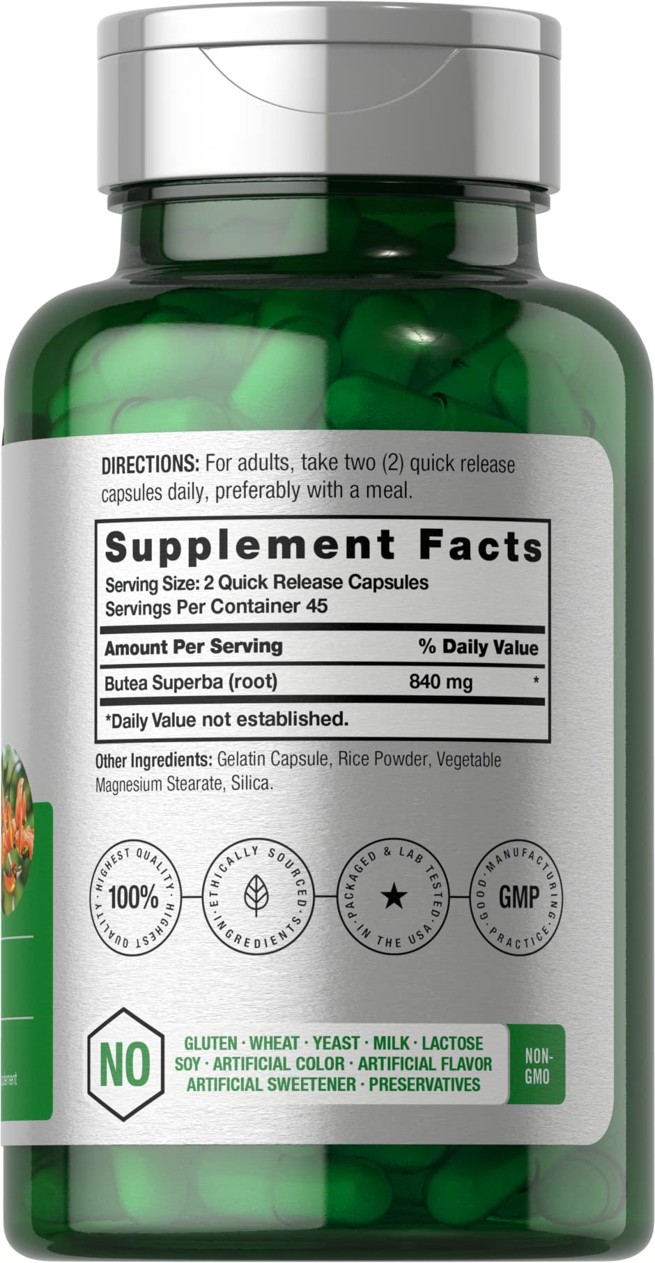 Capsules in hand show easy daily use from Horbaach Butea Superba Root