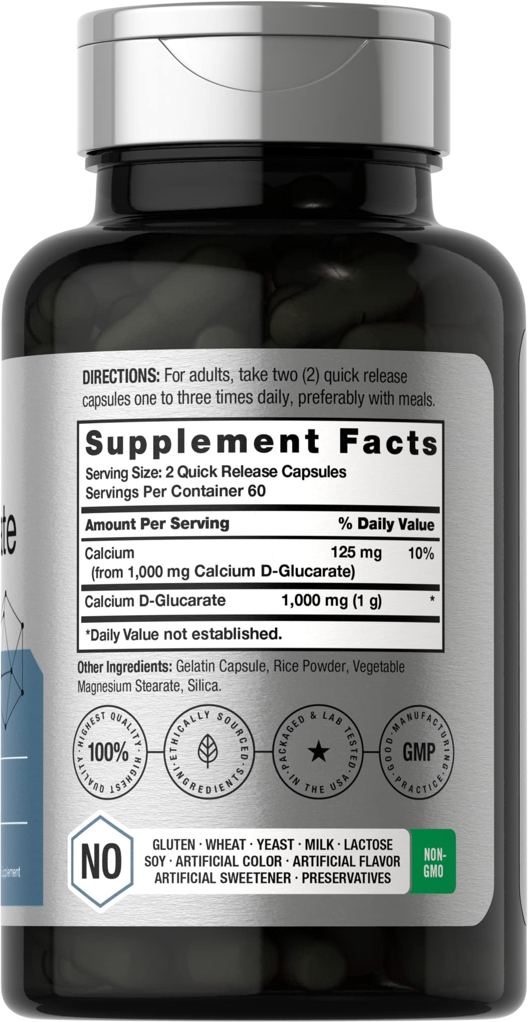 Horbaach Calcium D-Glucarate capsules close-up highlighting quick-release design