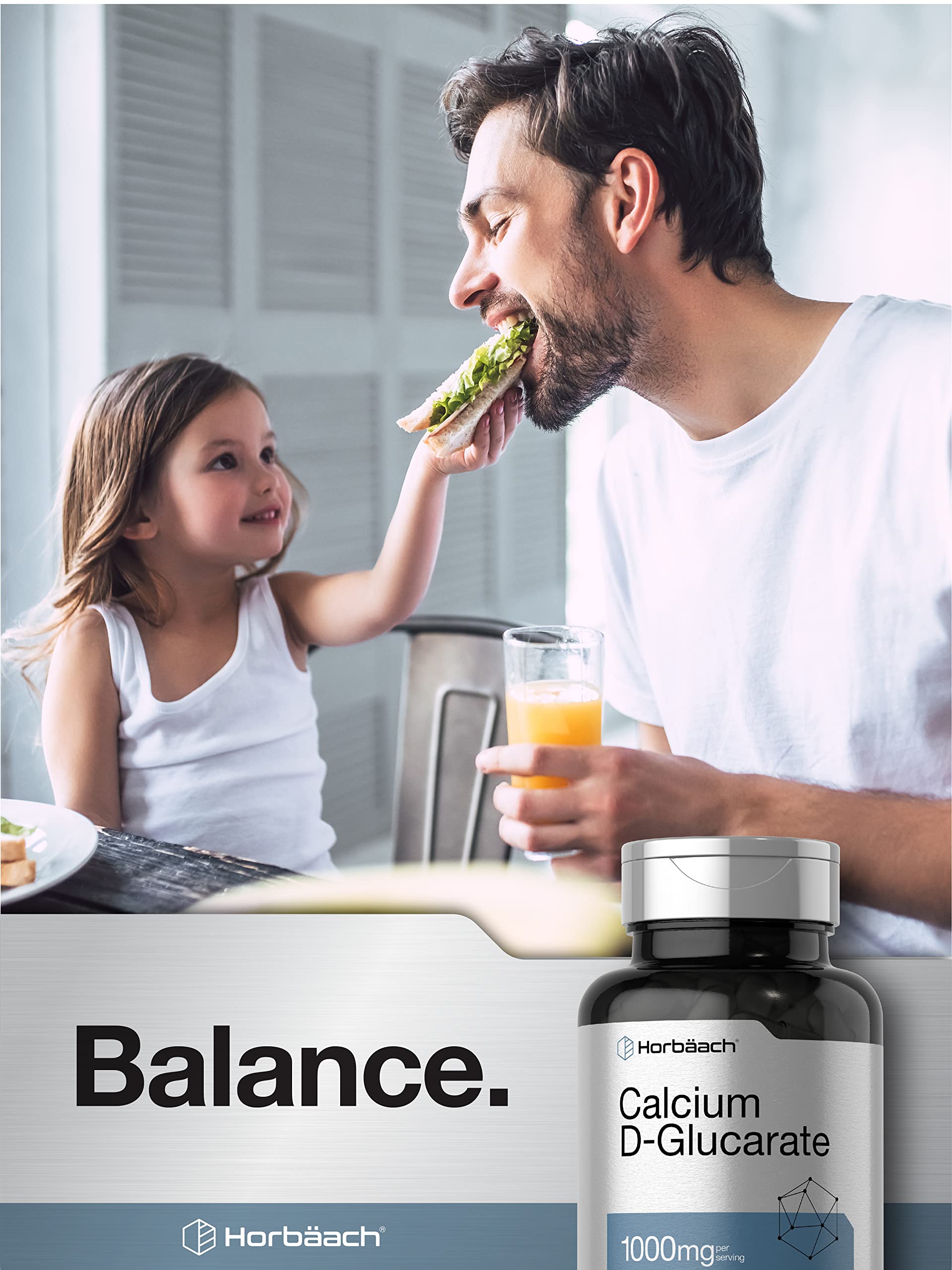 Horbaach Calcium D-Glucarate packaging design with clear nutrition details