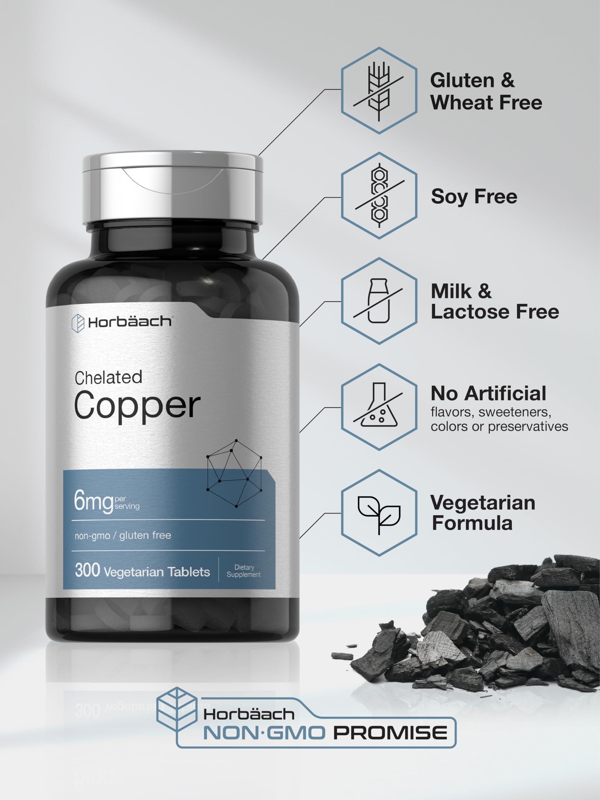 Horbäach Chelated Copper 6 mg two-pack packaging for value.