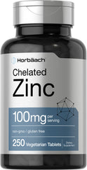 Horbäach Chelated Zinc 100mg bottle supports daily wellness.