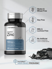 Horbäach Chelated Zinc 100mg serving size information for consistency.