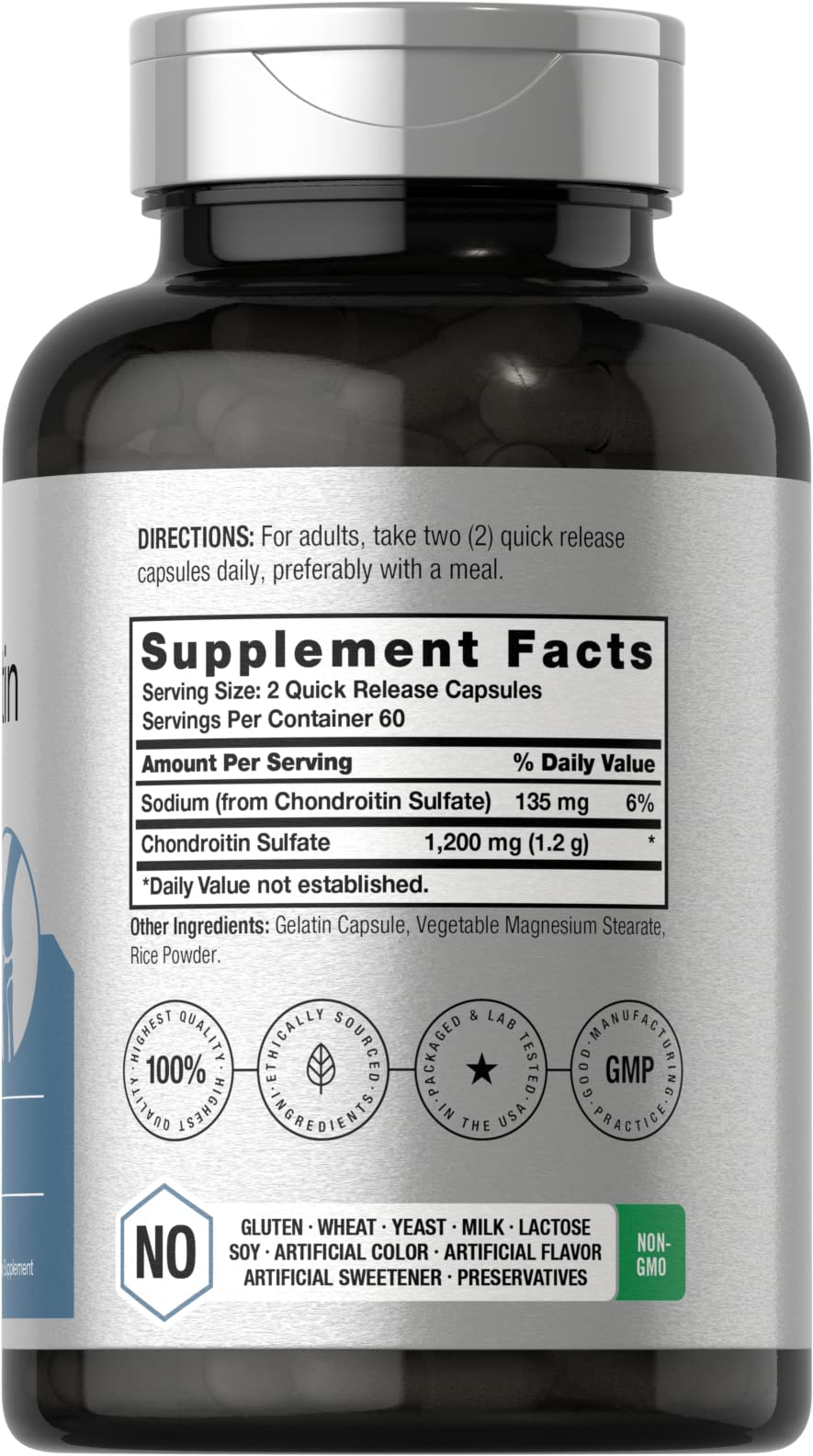 Horbäach Chondroitin Sulfate 1200mg capsules, quick-release for easy daily use.
