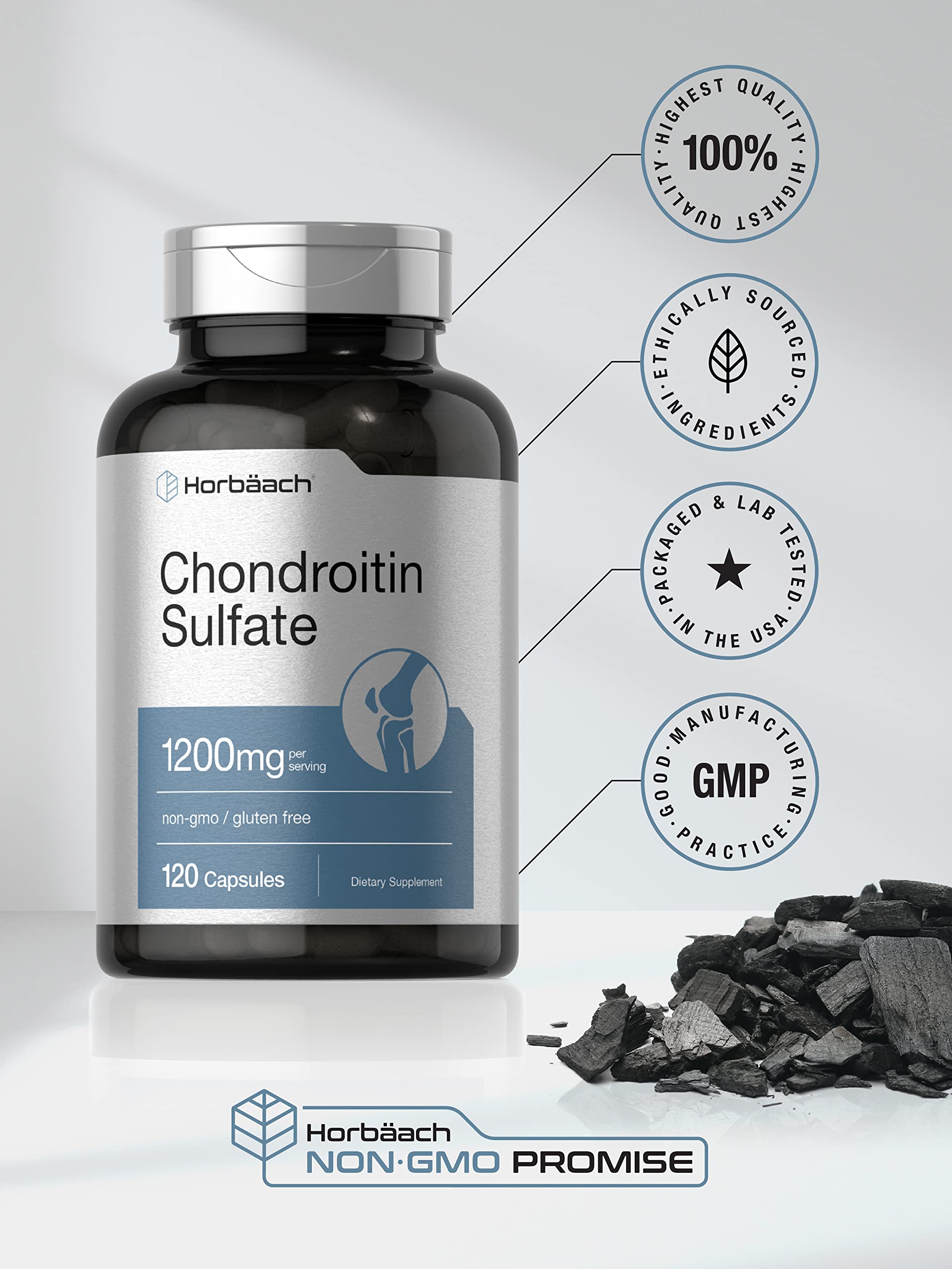 Horbäach Chondroitin Sulfate 1200mg seal, premium quality manufacturing.