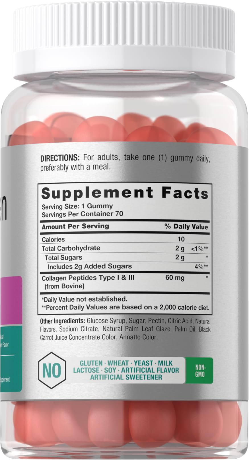 Close-up of Horbäach strawberry collagen gummy with glossy texture