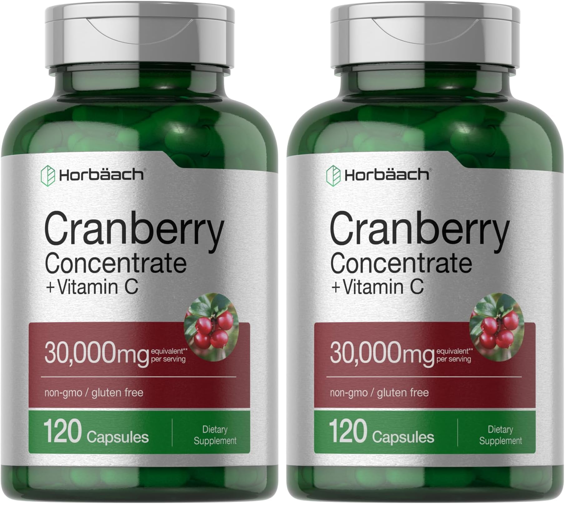 Horbäach Cranberry Concentrate bottle showing packaging and daily dosage usage.