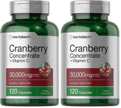 Horbäach Cranberry Concentrate bottle showing packaging and daily dosage usage.