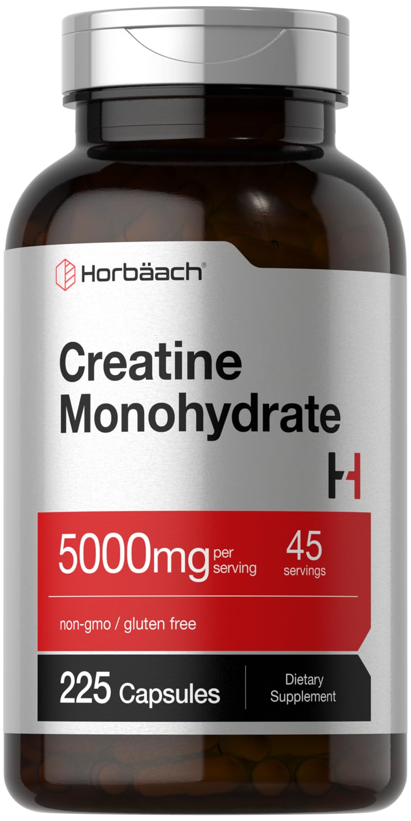 Horbäach Creatine Monohydrate bottle-front for clear daily use.