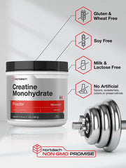 Horbäach Creatine Monohydrate powder with scoop for precise serving.