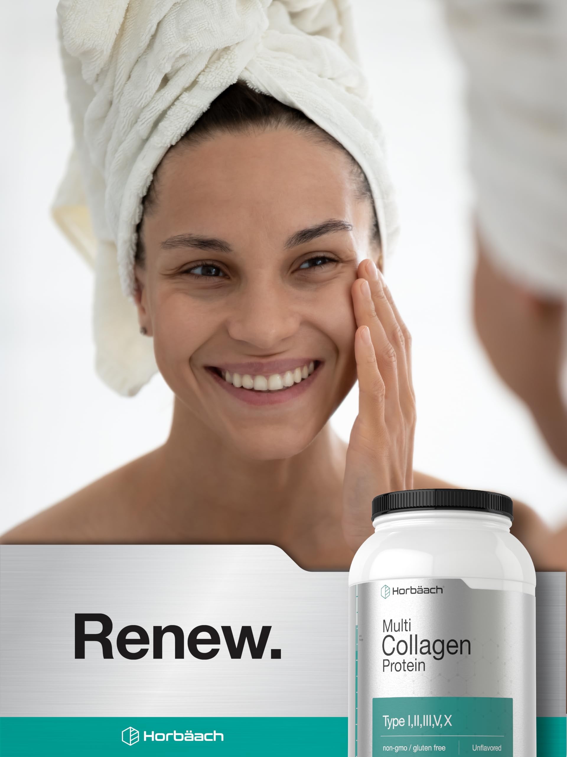 Horbaach dairy-free collagen formula displayed with dairy-free ingredients.