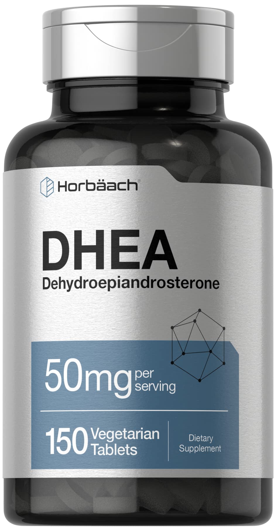 Horbäach DHEA 50mg tablets bottle for daily wellness support