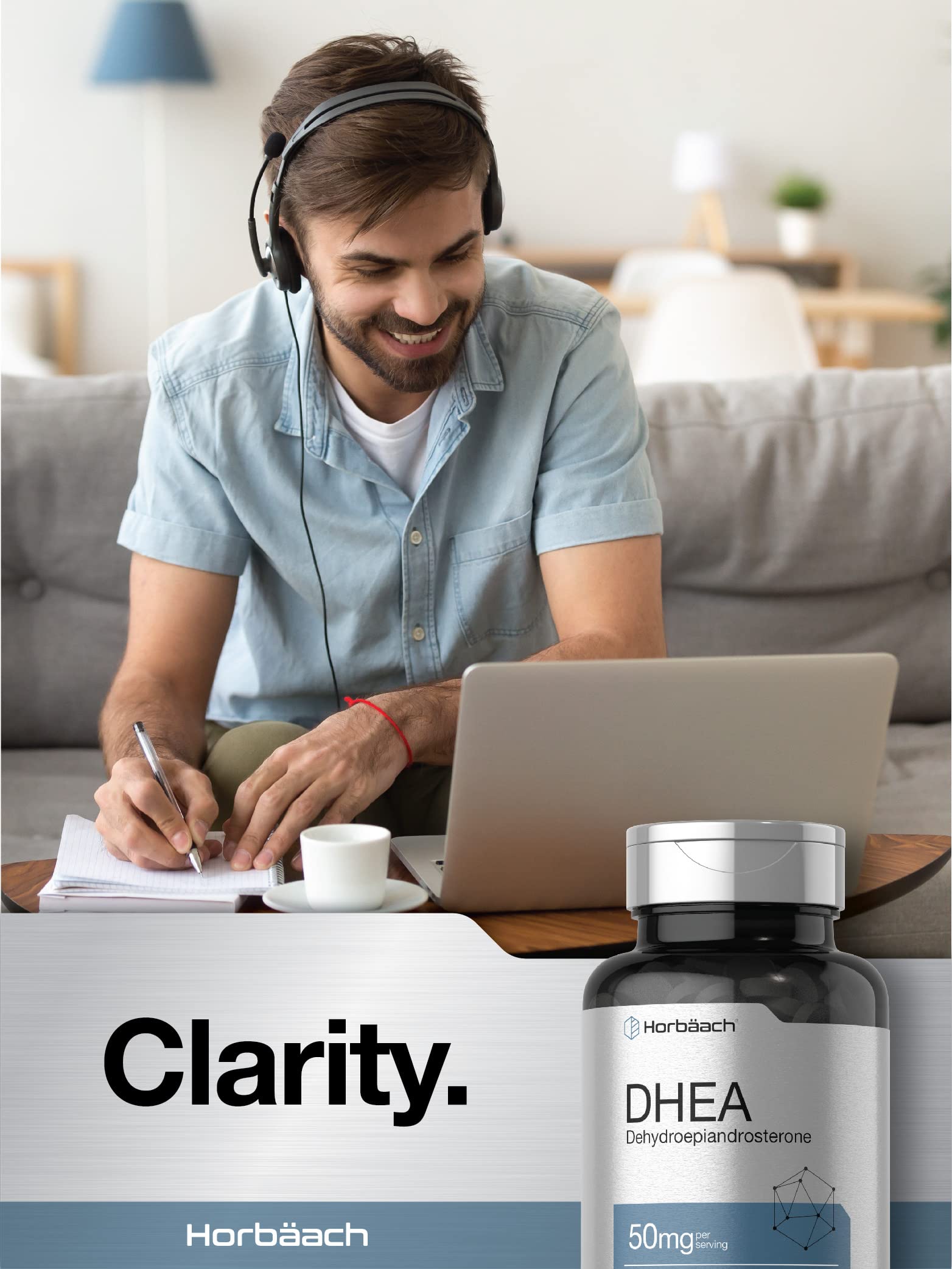 Horbäach DHEA product shot highlights per-serving tablet format