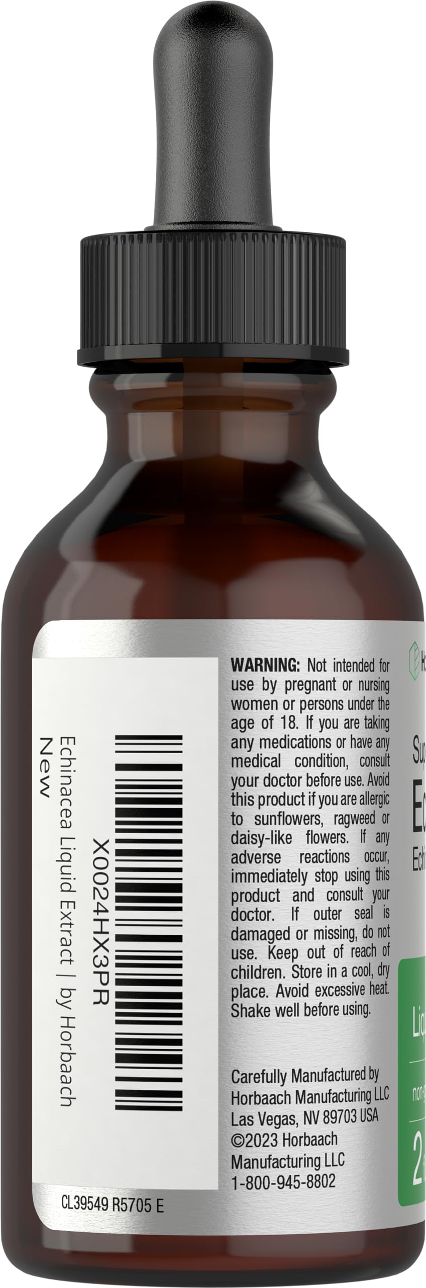 Horbaach Echinacea Drops dropper pouring into glass for convenient use.
