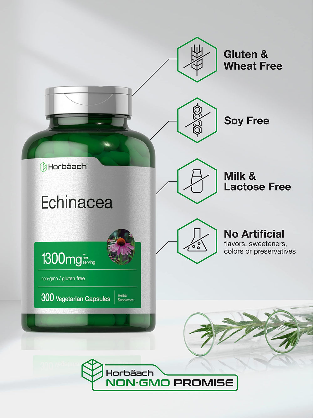 Horbaach Echinacea bottle cap close-up suggests quality packaging