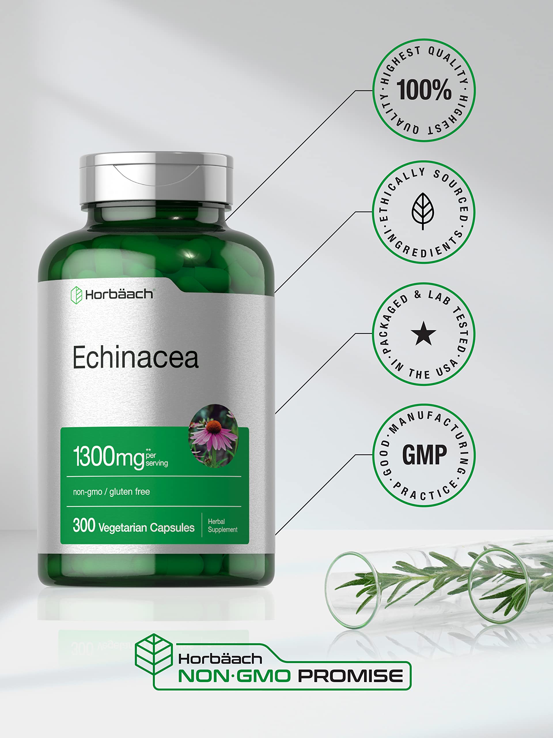 Horbaach Echinacea capsules dispensed for daily supplementation