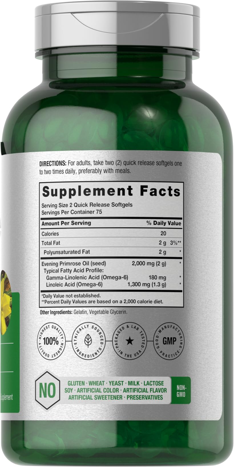 Horbäach Evening Primrose Oil 150-count packaging on display