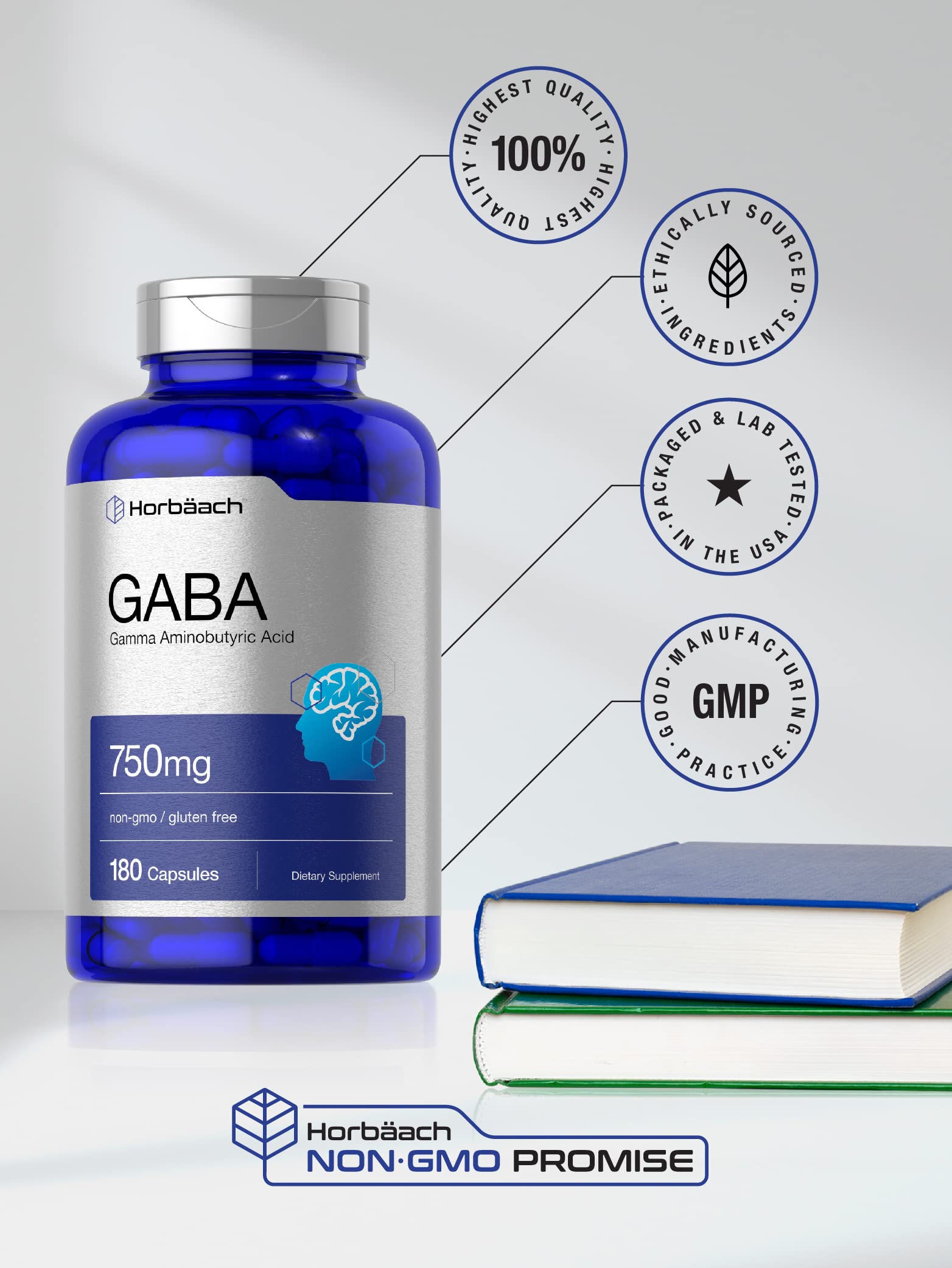 Horbäach GABA bottle on desk suitable for daily routine