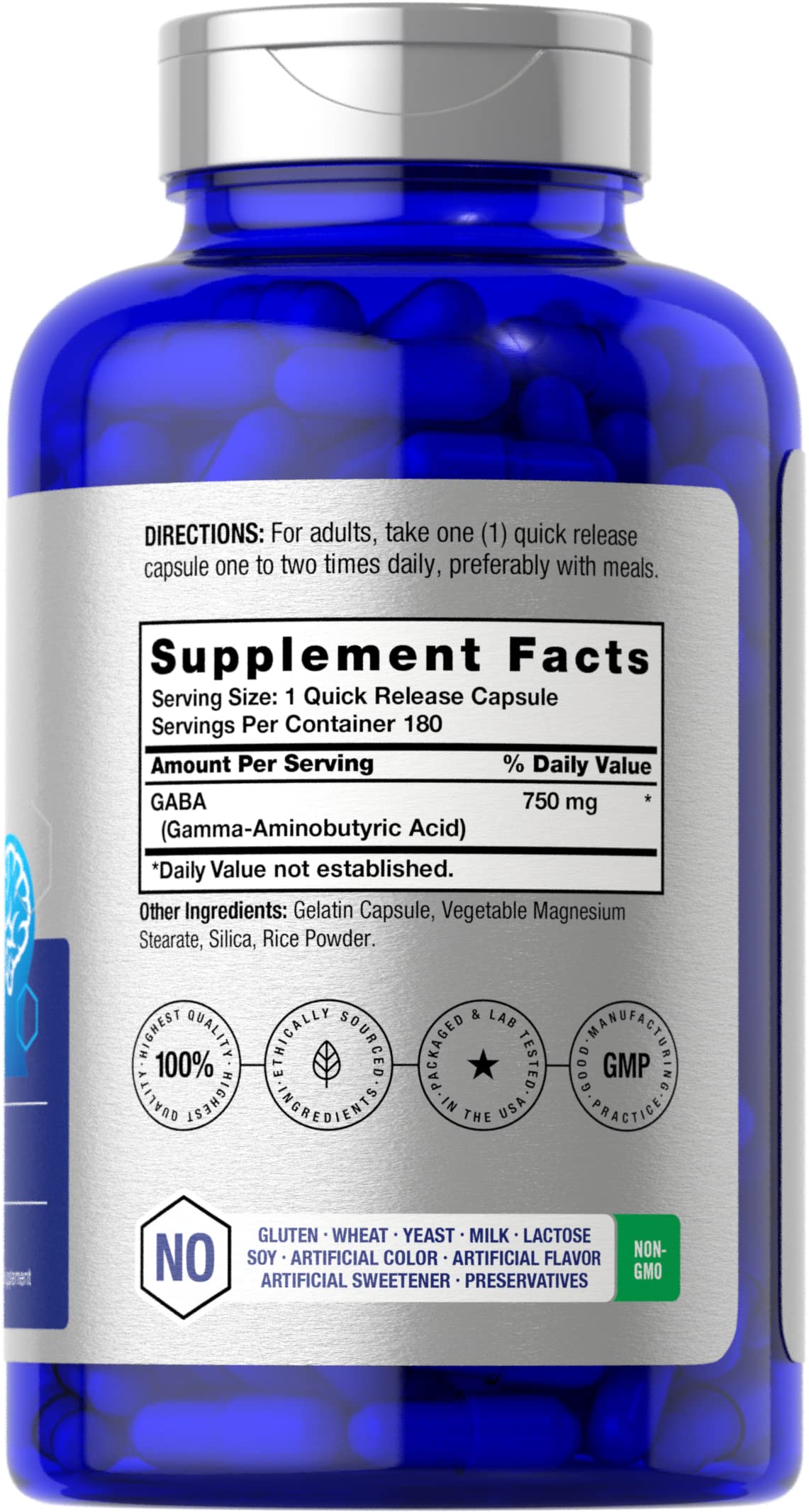 Horbäach GABA capsules closeup highlighting quick-release design and potency