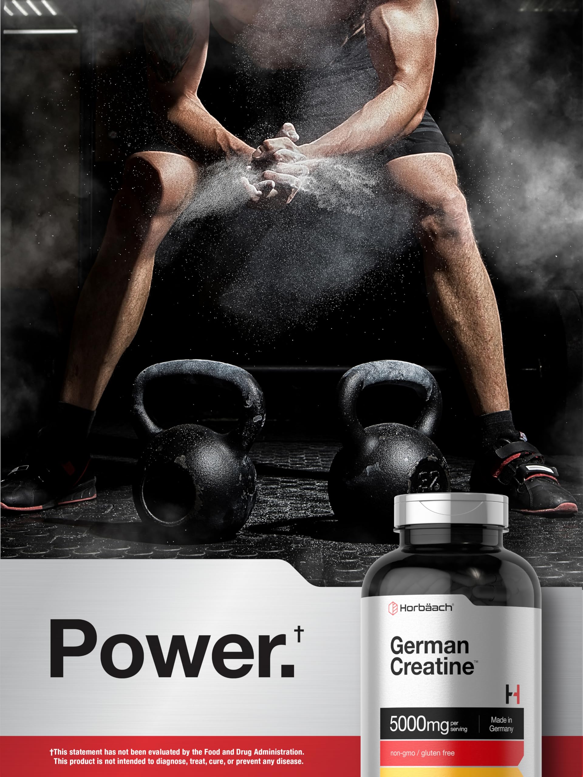 Athlete training with Horbaach Creatine Monohydrate on hand