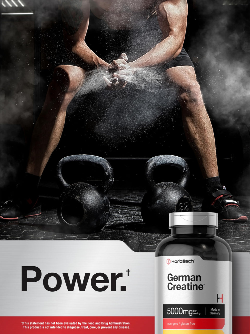 Athlete training with Horbaach Creatine Monohydrate on hand