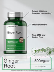 Horbäach Ginger Root Extract ingredients panel highlights purity and non-GMO status