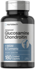Horbäach Glucosamine Chondroitin MSM Turmeric bottle with caplets for joint comfort