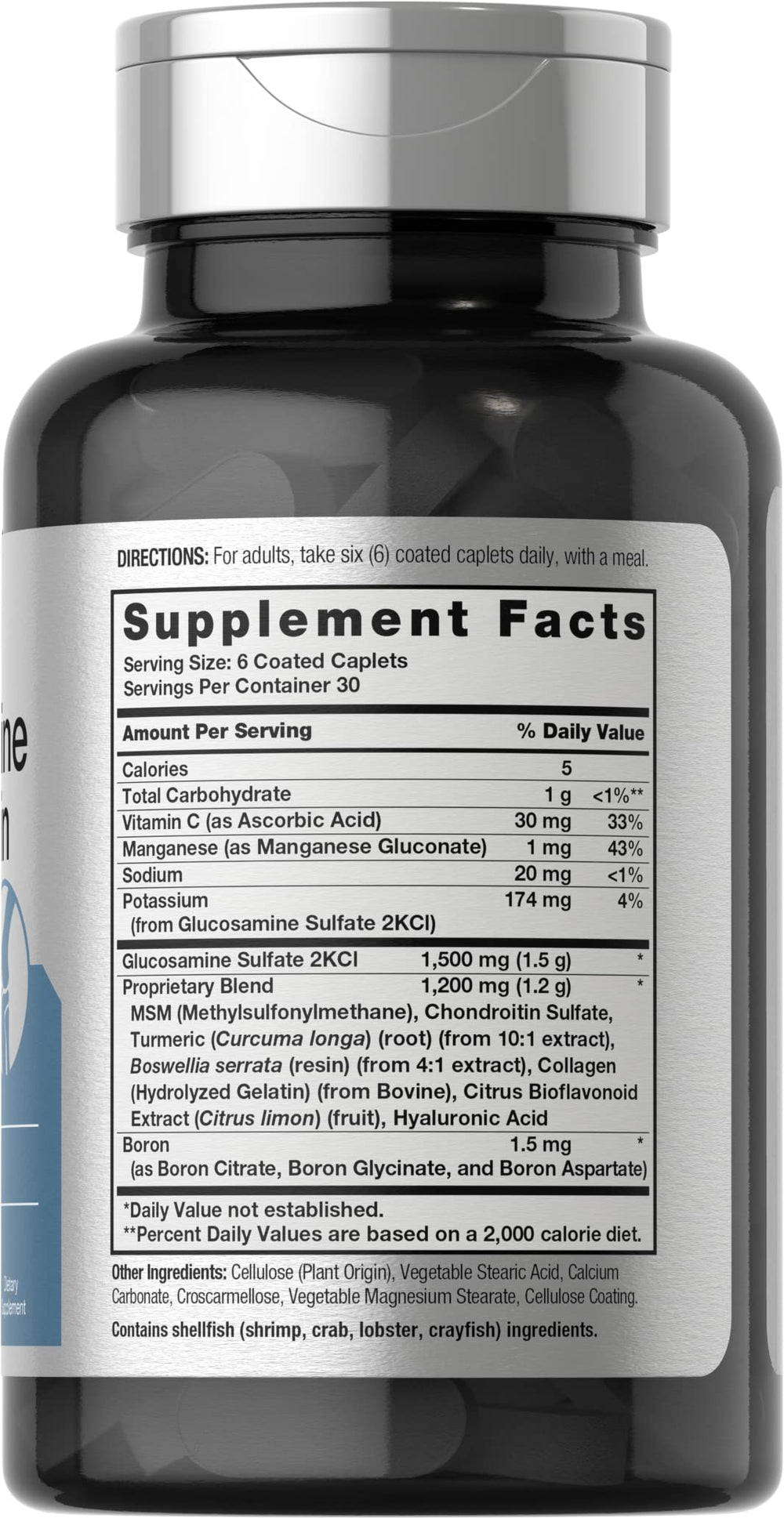 Horbäach Glucosamine Chondroitin Plus MSM Turmeric bottle back with supplement details