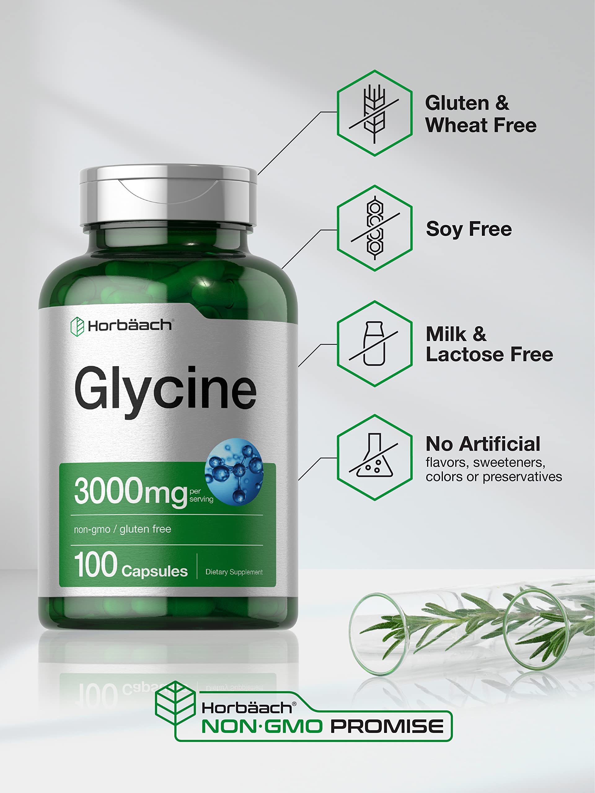 Horbäach Glycine 3000mg powder texture close-up suggesting free-form design