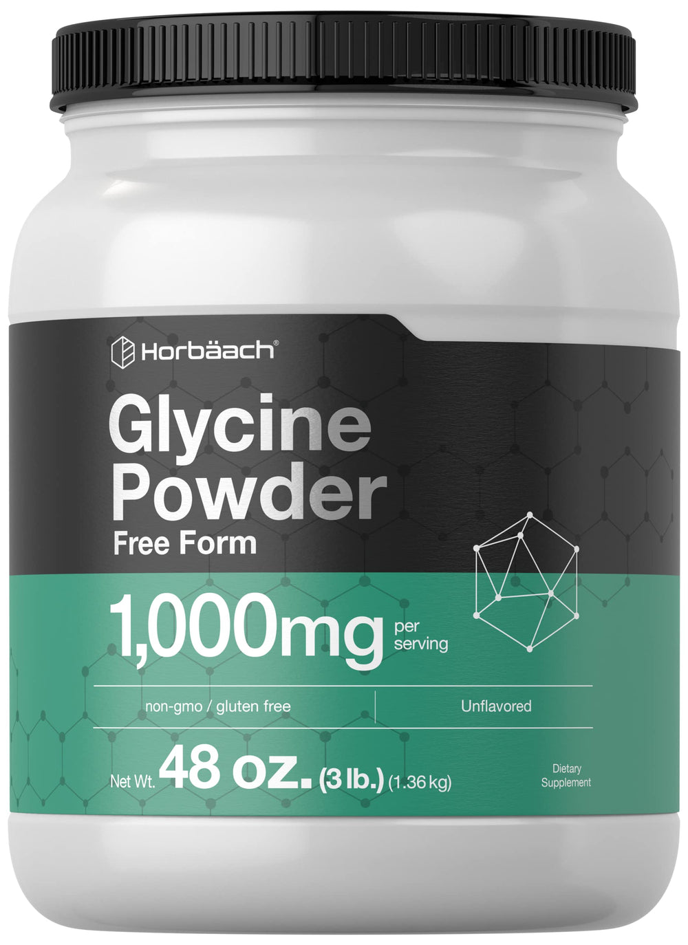 Horbaach Glycine Powder bottle pour showing beverage-friendly versatility
