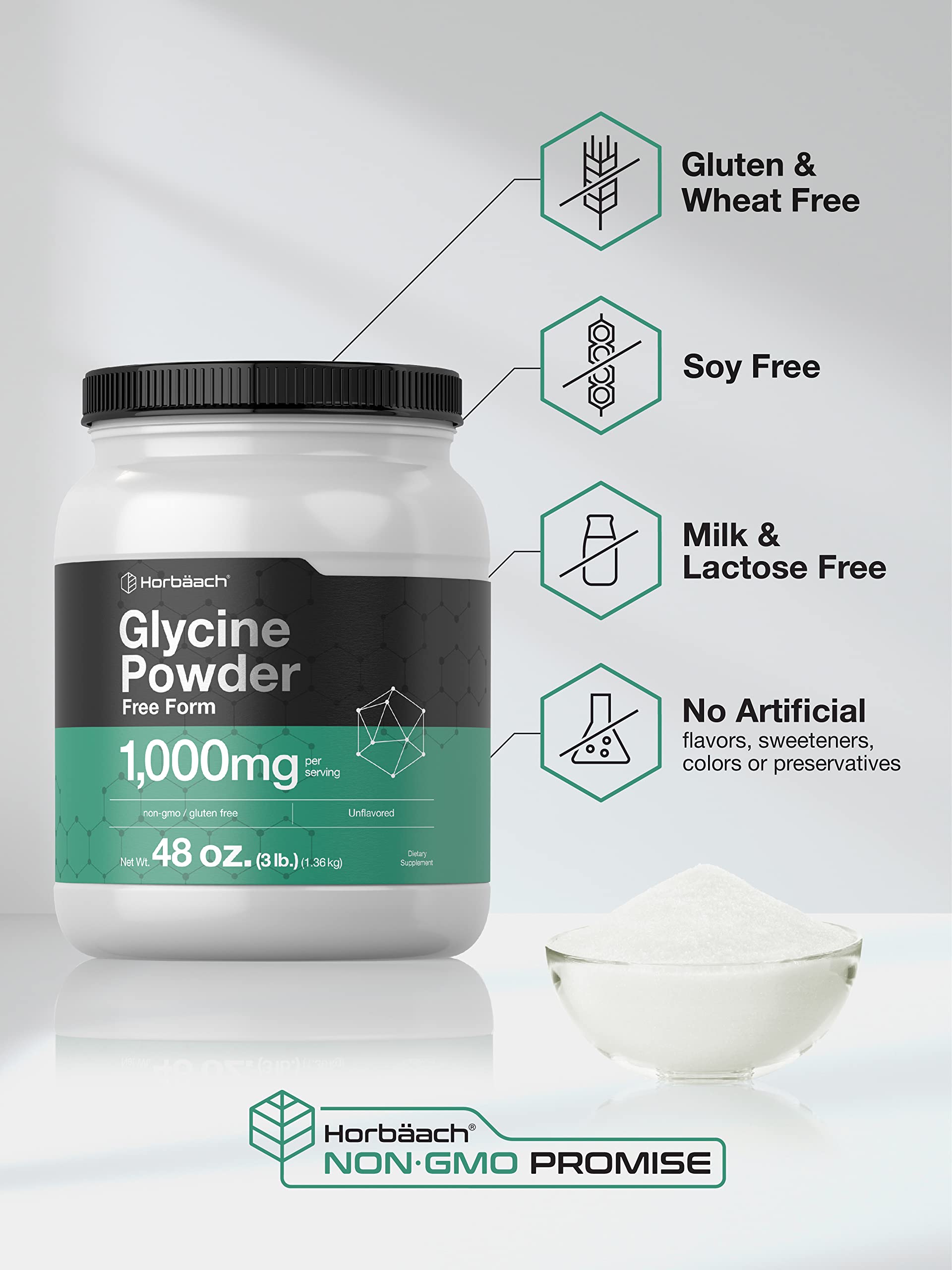 Horbaach Glycine Powder lab setting conveys trusted, laboratory-tested ingredients