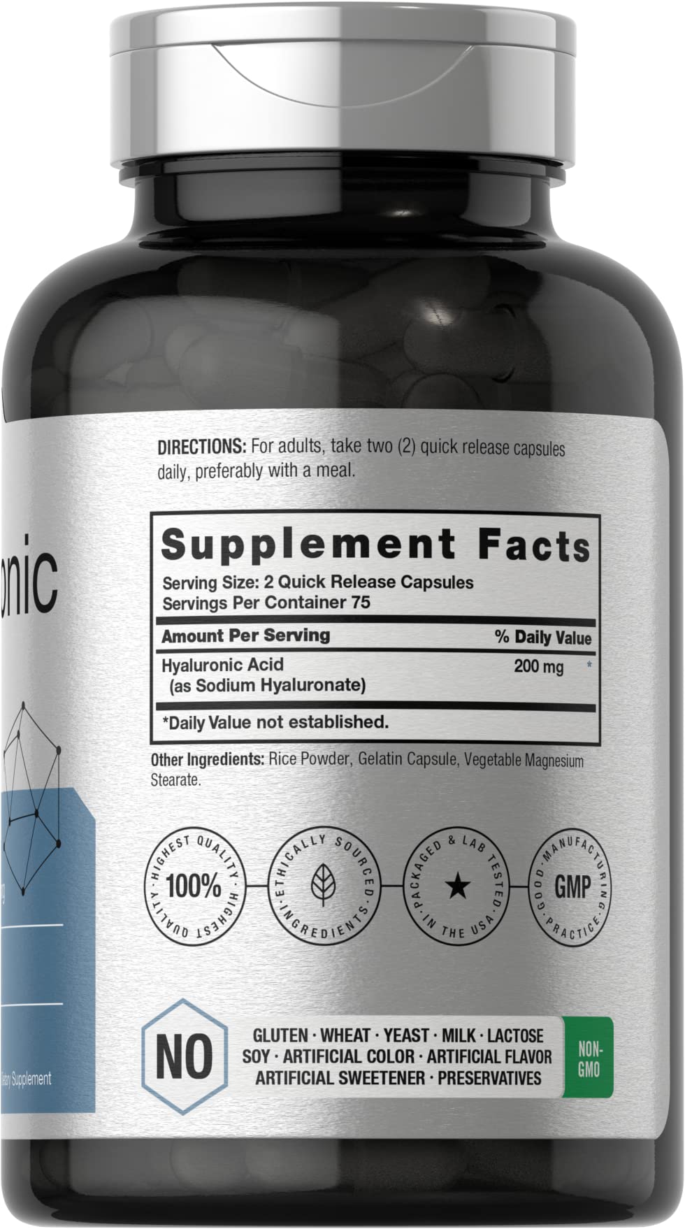 Horbäach Hyaluronic Acid capsules show quick-release design for convenient daily use.