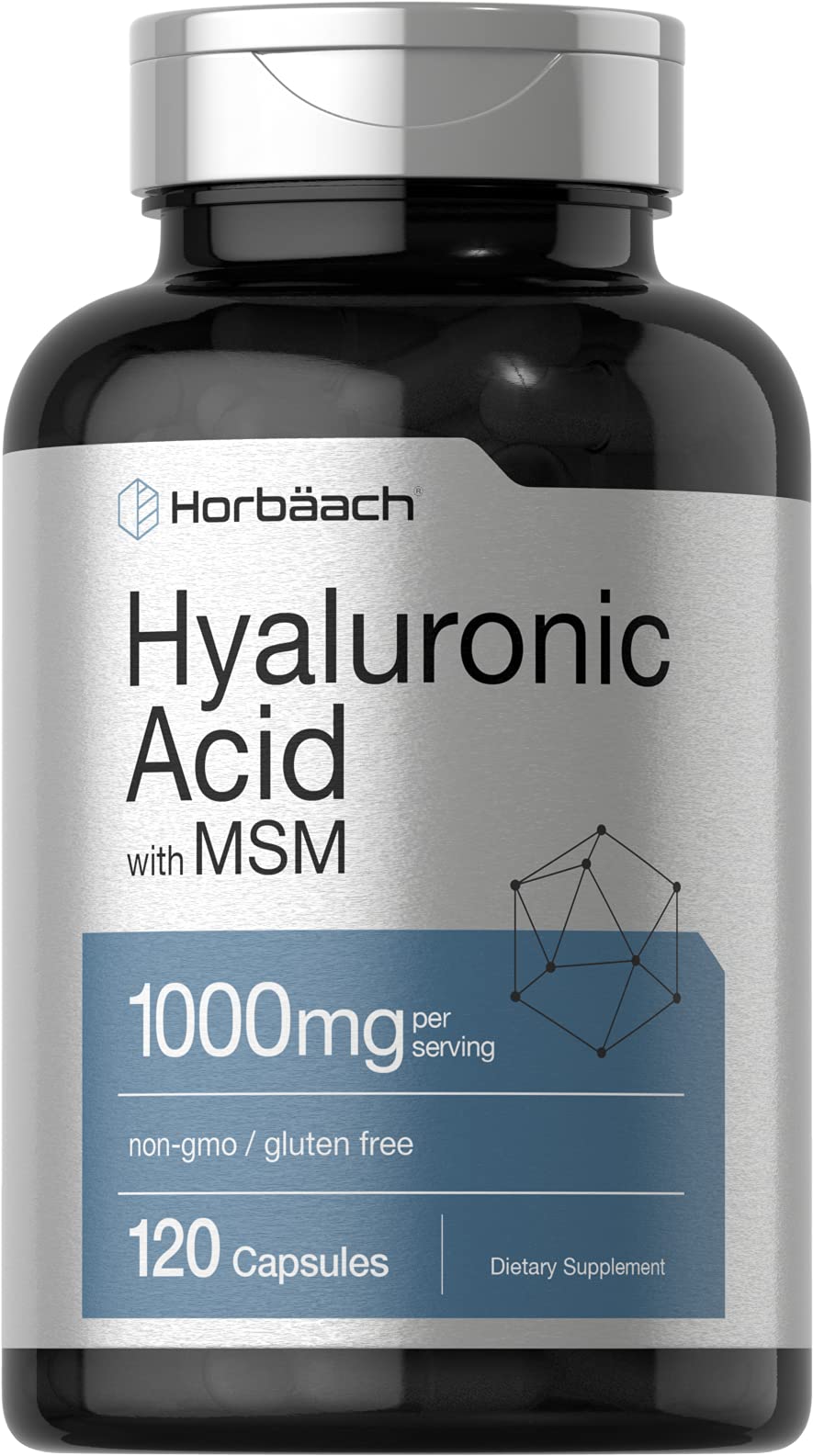 Horbäach Hyaluronic Acid with MSM bottle for easy daily dosing.