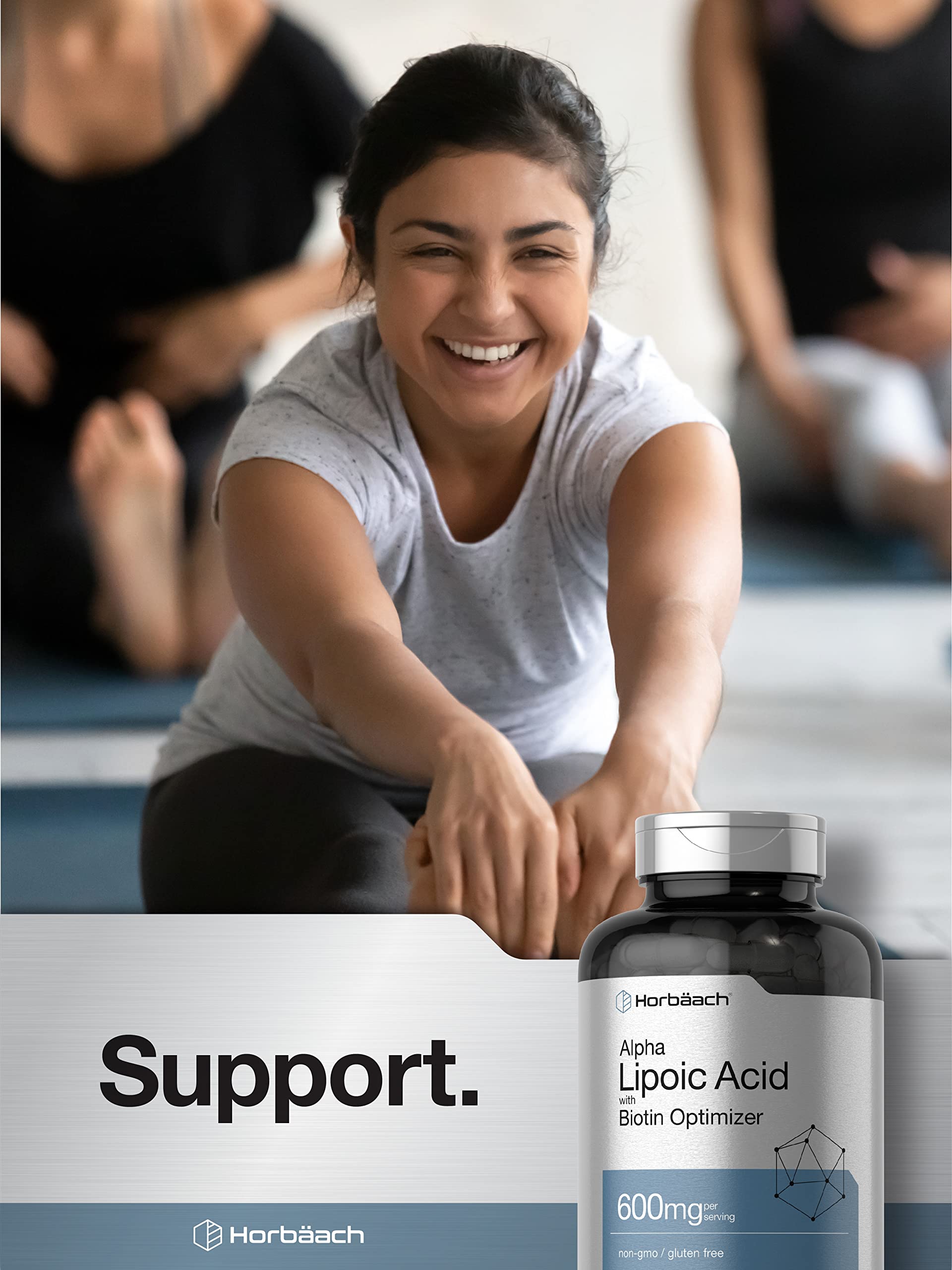 Label shows 600 mg ALA and Biotin per serving