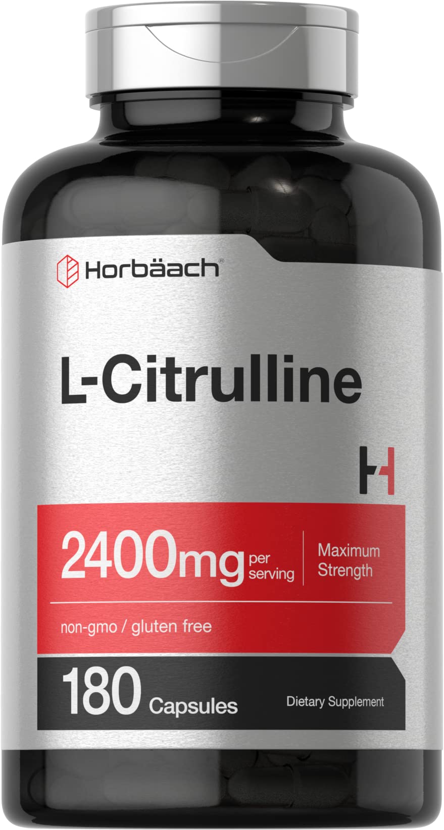 Horbaach L Citrulline bottle pour with convenient daily capsules for workouts.