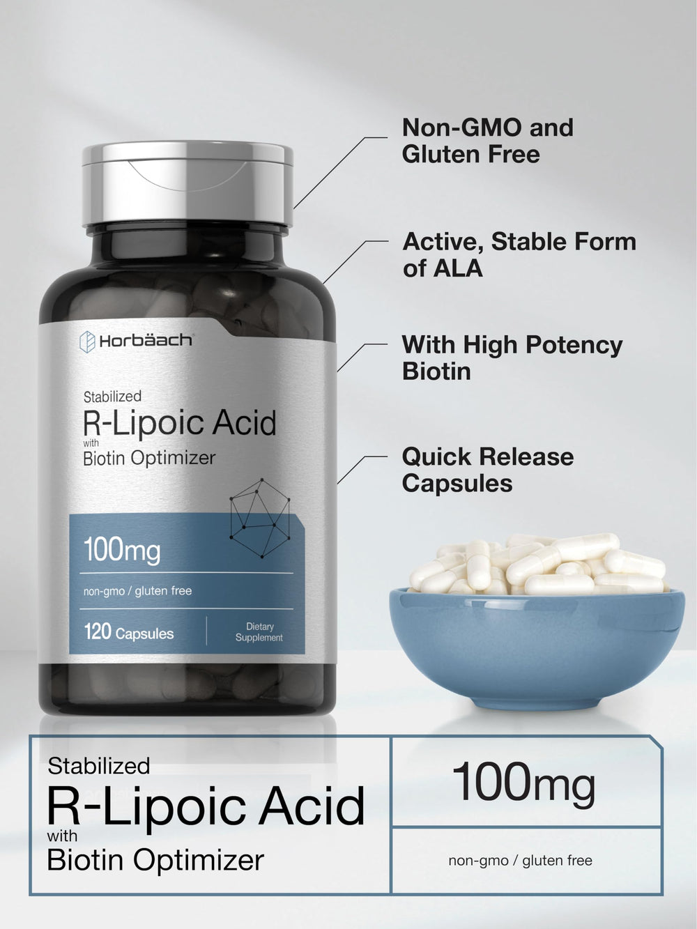 Horbaach label with supplement facts emphasizes purity and ingredients