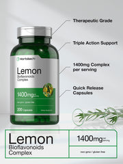 Horbaach Lemon Bioflavonoids label detail showcases Rutin and Hesperidin components clearly.