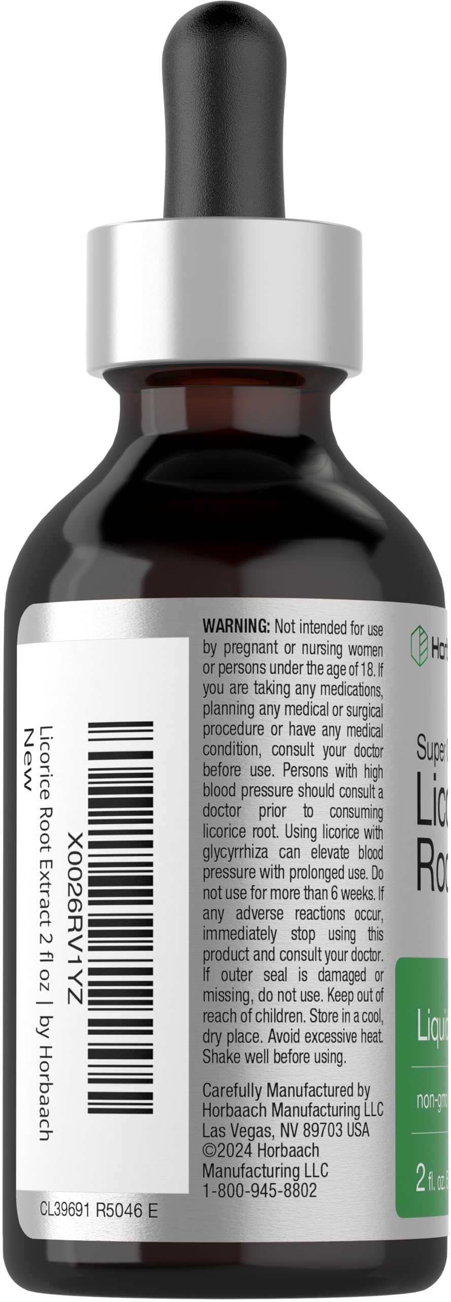 Alcohol-free formula of Horbaach Licorice Root Extract in small bottle