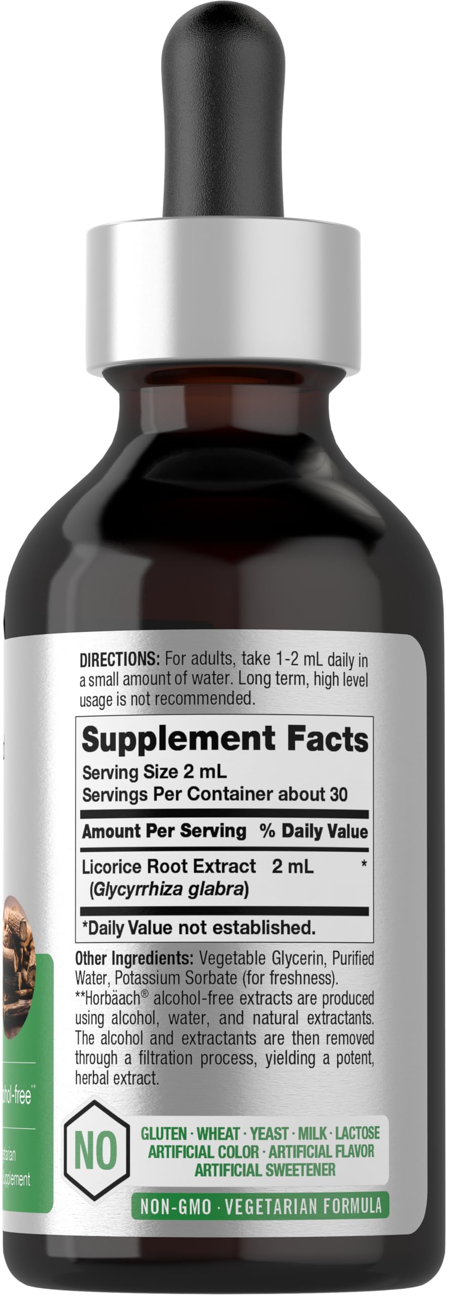 Label closeup of Horbaach Licorice Root Extract showing clean formulation