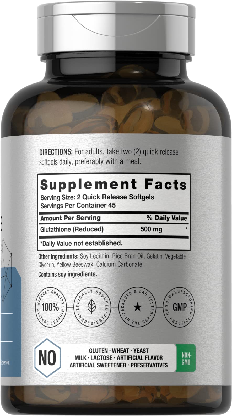 Horbaach Liposomal Glutathione 500mg per serving for potent antioxidant support.