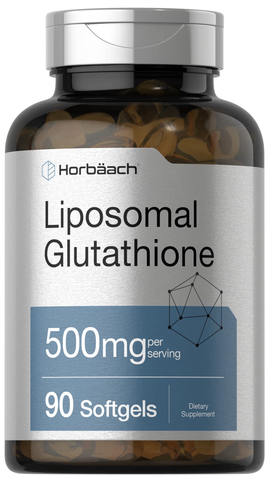 Horbaach Liposomal Glutathione softgels bottle for convenient daily antioxidant support.